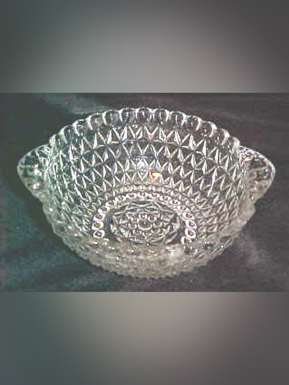 Vintage Anchor Hocking Berry Bowl 1950s Clear Glass Tab Handle